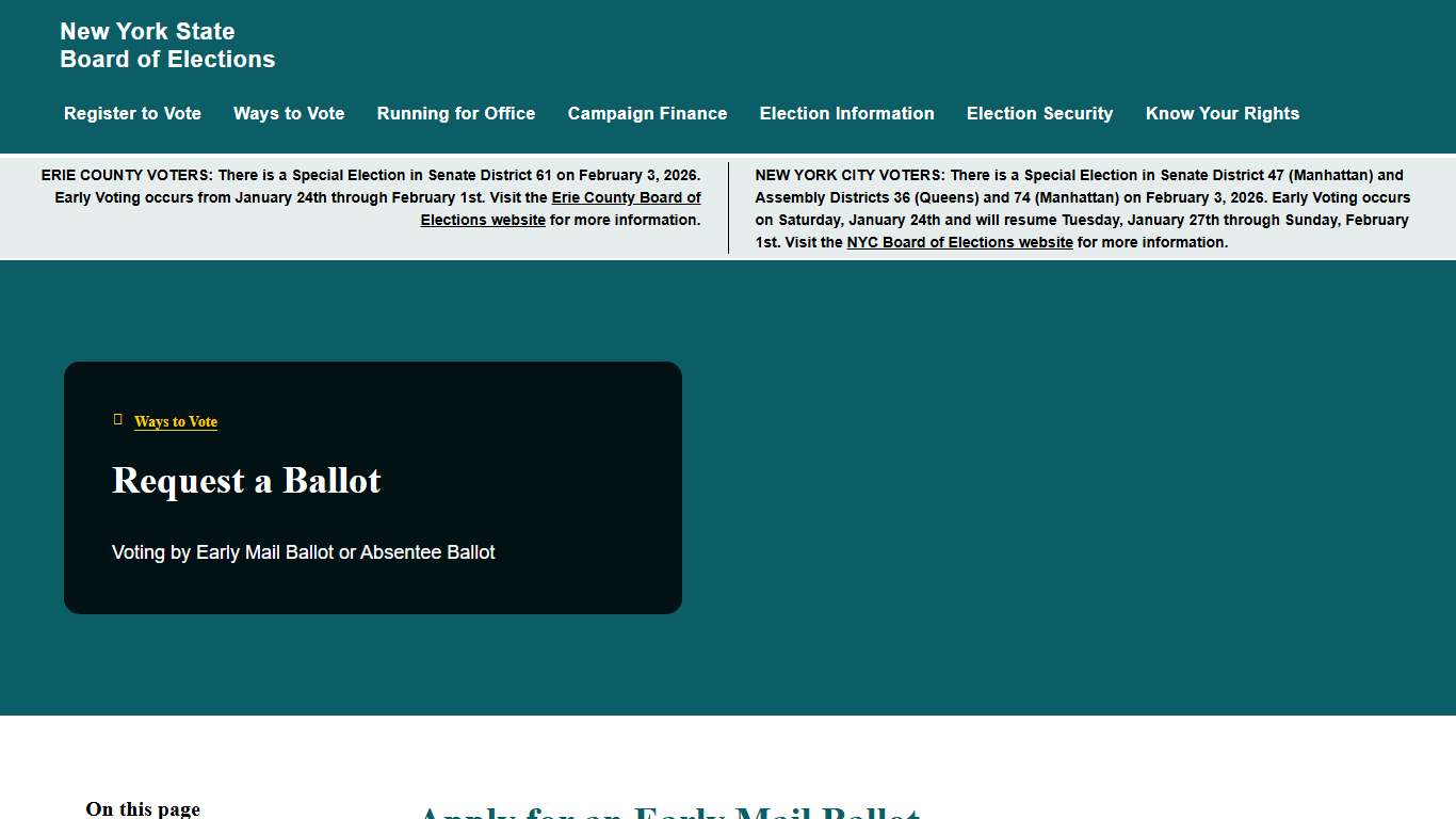 Request a Ballot New York State Board of Elections